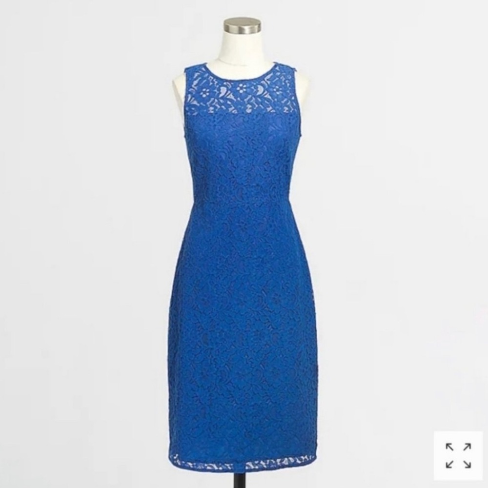 J. Crew Factory Lace Shift Dress Reef Blue